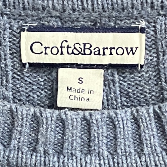 Croft & Barrow Cable Knit Crew Neck Pullover Sweater, Blue, Size S - Picture 5 of 7